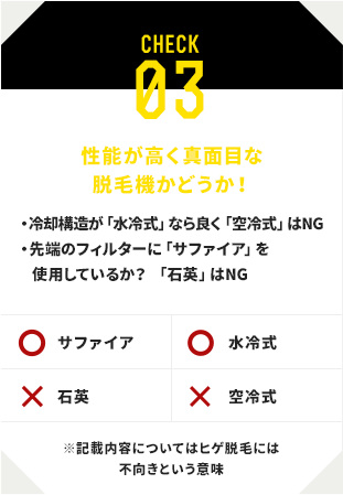 check03 性能が高く真面目な脱毛機かどうか！